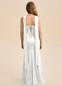 Azazie Sorrel Junior White Mermaid Ruched Stretch Satin Dress image3