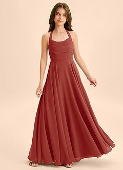 Azazie Kady Junior Terracotta A-Line Sweetheart Neckline Chiffon Dress image1