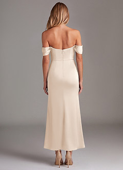 Azazie Saige Brautjungfernkleider Meerjungfrau-Linie Schulterfrei Stretch-Satin Kleid Alabaster Weiß image8