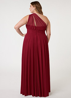 Azazie Charlize Bridesmaid Dresses A-Line One Shoulder Mesh Floor-Length Dress image7