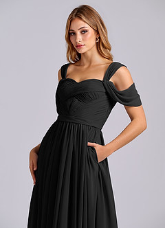 Azazie Koa Brudtärnklänningar Klä av A-Linje i Chiffong Av axeln Svart image7