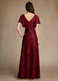 Azazie Fallon Mère de la mariée Robes Robe Trapèze en Dentelle Plissée Bourgogne image4