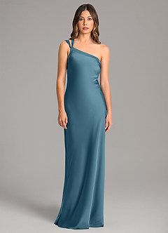 Azazie Monroe Bridesmaid Dresses Bermuda Mermaid One Shoulder Stretch Satin Dress image4
