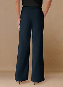 front Marina Bleu Marine Pantalon droit en tissu raffiné