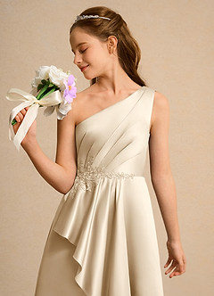 Azazie Taffy Girl Flower Girl Klänningar Klä A-Line i Matt satäng Spets image6