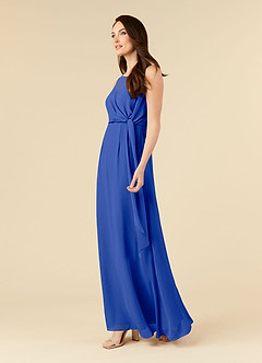 Azazie Marchioness Mother of the Bride Dresses Royal Blue A-Line Scoop Pleated Chiffon Dress image3