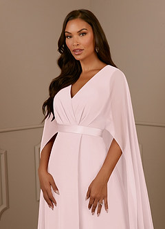 Azazie Isa vestidos de madre de la novia Vestido de Rosa Rubor de Gasa de Corte En A con Cuello en V plisado image5
