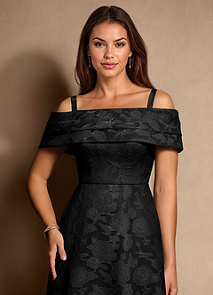 Azazie New Britain Moeder van de bruid jurken A-Lijn Jurk van Bloemen Burn-out Geplooid Zwart image6