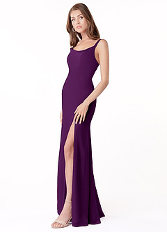 Azazie Salma Brautjungfernkleider Etui Seitliche Cut-Outs Chiffon Kleid Traube image3