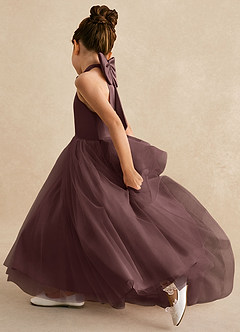 Azazie Bev Flower Girl Dresses Espresso A-Line Convertible Tulle Dress image7