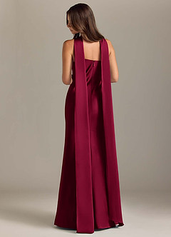 Azazie Kinsley Bridesmaid Dresses Burgundy Mermaid Side Slit Stretch Satin Dress image2