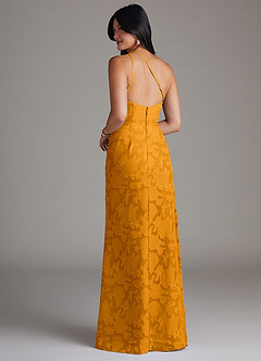 Azazie Mika Jurken voor bruidsmeisjes Jurk van Bloemen Burn-out met Kolom One-Shoulder Boterbabbelaar image4