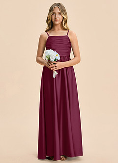 Azazie Kai Junior Mulberry A-Line Pleated Stretch Satin Dress image6