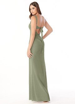 Azazie Audre Probar vestidos en casa Vestido de Agave de Gasa de Corte Sirena con Plisado image4