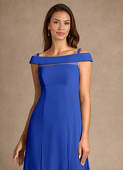 Azazie Ewa Mother of the Bride Dresses Royal Blue A-Line Off the Shoulder Mesh Dress image9