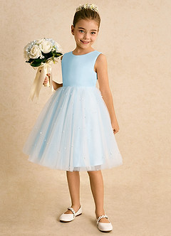 Azazie Esme Flower Girl Dresses Sky Blue Ball-Gown Bow Tulle Dress image2