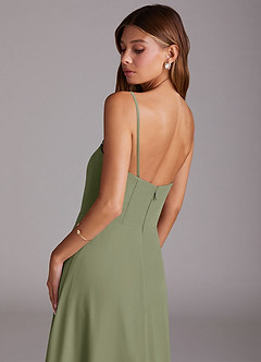 Azazie Wren Bridesmaid Dresses Pistachio A-Line Side Slit Chiffon Convertible Dress image8