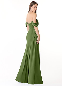 Azazie Amyra Bridesmaid Dresses Juniper Sheath Off the Shoulder Stretch Satin Convertible Dress image5