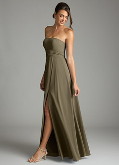 Azazie Tamira Suknie dla druhen Linia A Pofałdowany Szyfon Do ziemi Sukienka image3