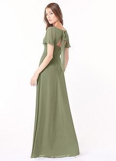 Azazie Kimber Bridesmaid Dresses Pistachio A-Line Flounce Sleeve Chiffon Dress image4