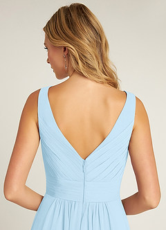 Azazie Pierrette Robes de demoiselle d'honneur Robe Trapèze en Mousseline de soie Plissée Bleu Ciel image6