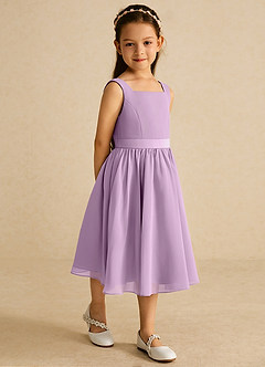 Azazie Ari Flower Girl Dresses Wisteria A-Line Sleeveless Chiffon Dress image5