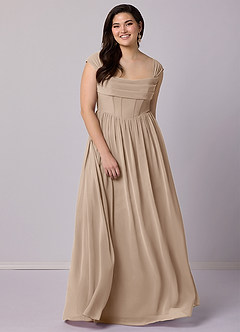 Barbie ♥ Azazie Bridesmaid Dresses Taupe A-Line Corset Chiffon Dress image12