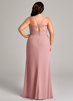 Azazie Mero At-home Try On Dresses Black Sheath Pleated Chiffon Dress image10