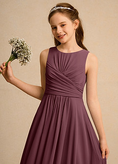 Azazie Ducky Girls Formal vestidos de niña de las flores Vestido de Sangrado de Gasa de Corte en A con Plisado image3