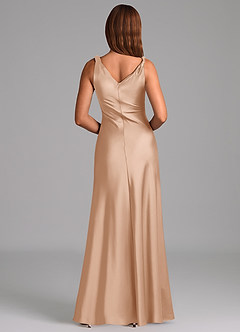 Azazie Nerine Jurken voor bruidsmeisjes Jurk van Stretch Satijn met A-Lijn Geplooid Engelse Roos image5