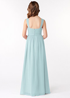 Azazie Evie Junior A-Linie Plissee Chiffon Kleid Nebel image3