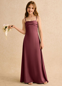 Azazie Mirabella Girls Formal Flower Girl Dresses Merlot Sheath Sweetheart Neckline Stretch Satin Dress image3