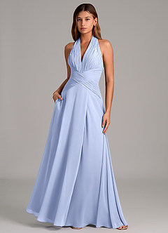 Azazie Elizabeth Bridesmaid Dresses Ice A-Line Pleated Chiffon Dress image5