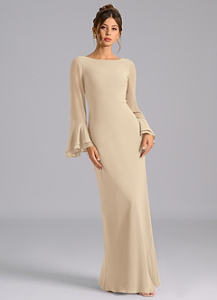 Azazie Leone Bridesmaid Dresses Champagne Mermaid Corset Chiffon Dress image4
