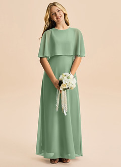 Azazie Maris Junior Abito A-Line in Chiffon Matcha image4