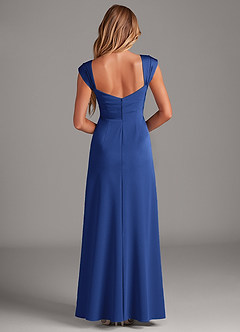 Azazie Laila Robes de demoiselle d'honneur Robe Trapèze en Satin extensible Plissée Bleu Roi image2