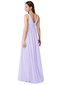 Azazie Yetta Maternity Bridesmaid Dresses A-Line V-Neck Gathered Chiffon Floor-Length Dress image5