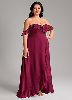 Azazie Lyra Bridesmaid Dresses Burgundy A-Line Chiffon Convertible Dress image13