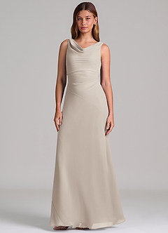 Azazie Nerine Brudtärnklänningar Klä av A-Linje i Chiffong Plisserad Frost image4