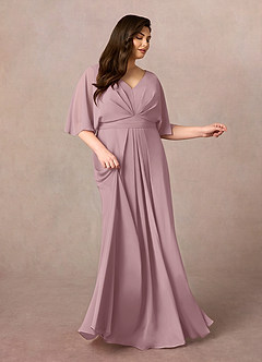Azazie Oksana Mother of the Bride Dresses Dusty Rose A-Line V-Neck Pleated Chiffon Dress image7