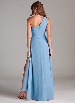 Azazie Brooke Bridesmaid Dresses Powder Blue A-Line One Shoulder Chiffon Dress image6