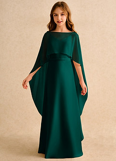 Azazie Fishie Girls Formal Flower Girl Dresses Pine A-Line Matte Satin Dress image5