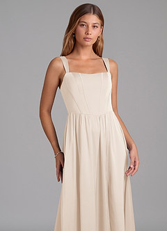 Azazie Rosaline Bridesmaid Dresses White Alabaster A-Line Side Slit Stretch Satin Dress image6