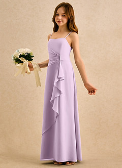 Azazie lolly Girls Formal Robe Demoiselle D'honneur Fillette Robe Trapèze en Mousseline de soie Plissée Frostiges Flieder image1