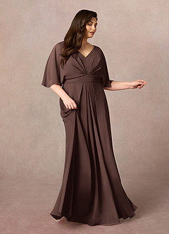 Azazie Oksana Mother of the Bride Dresses Ganache A-Line V-Neck Pleated Chiffon Dress image7