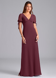 Azazie Pheby Bridesmaid Dresses Cabernet A-Line Pleated Chiffon Dress image4
