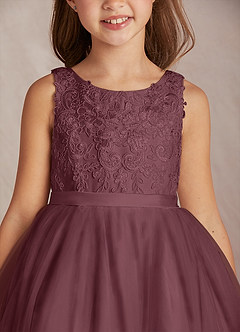 Azazie Calla Flower Girl Dresses Sangria Ball-Gown Lace Tulle Dress image6