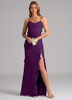 Azazie Nancie Bridesmaid Dresses Grape Mermaid Ruched Chiffon Dress image8