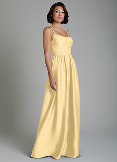 Azazie Mona Brautjungfernkleider A-Linie Korsett Stretch-Satin Kleid Butter image5