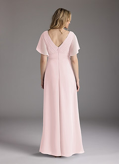 Azazie Alessa Final Sale Blushing Pink A-Line V-Neck Pleated Chiffon Dress image6
